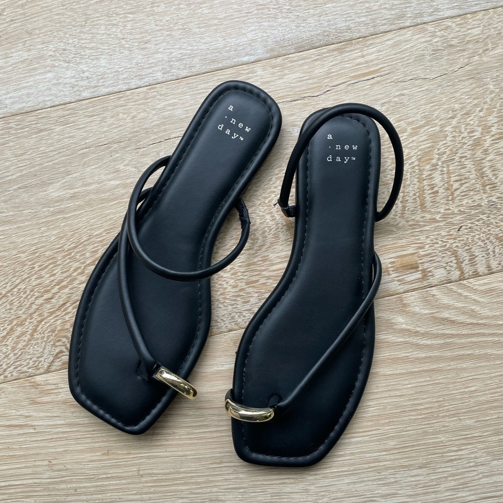 A New Day Black and Gold Sandals